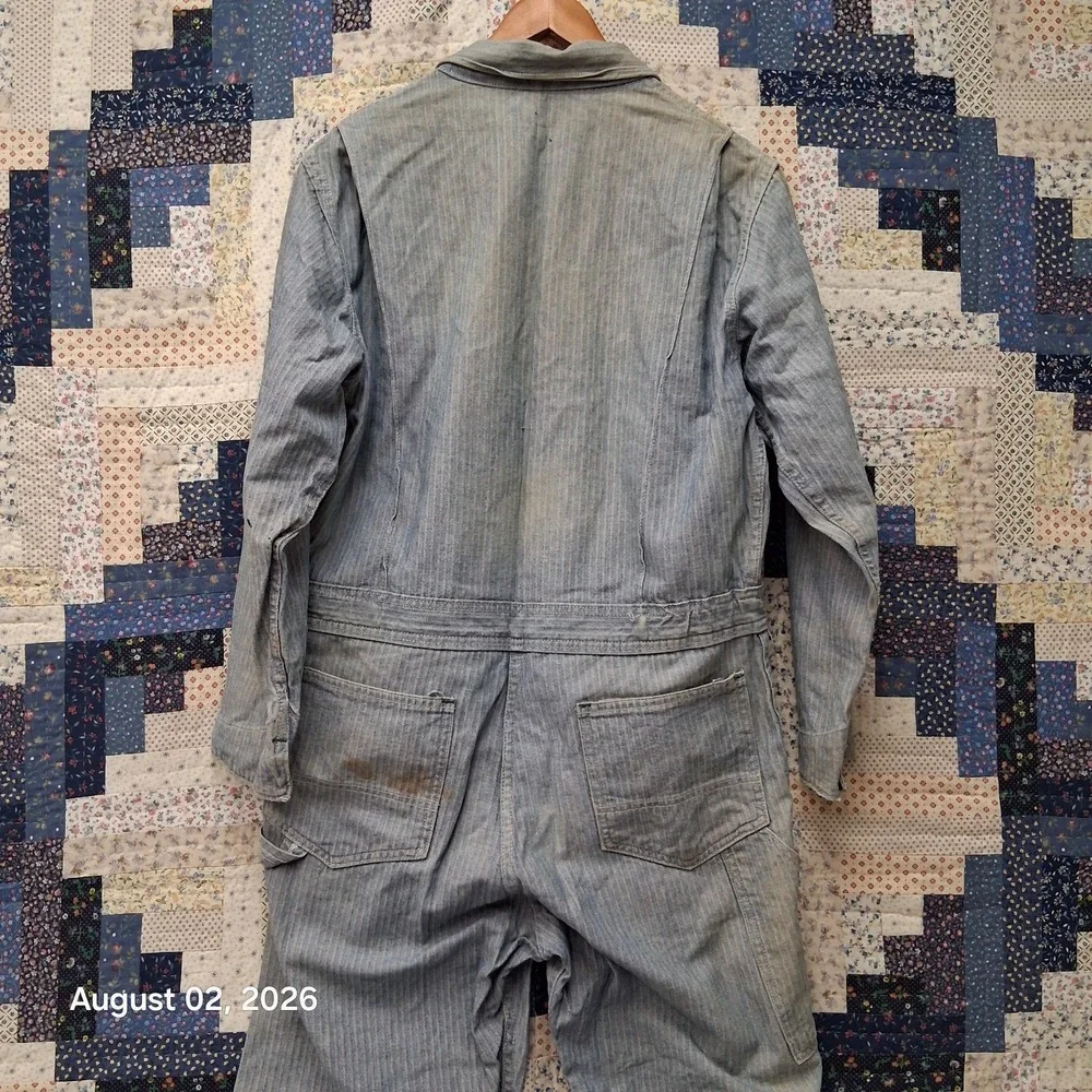 True Vintage Key Imperial Mens Herringbone Coveralls Size 40 Short Talon 60s